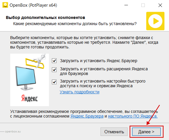 Установка PotPlayer (Yandex) скрин 3